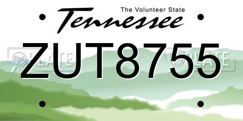 ZUT8755 Tennessee License Plate