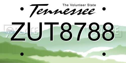 ZUT8788 Tennessee License Plate