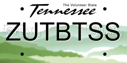 ZUTBTSS Tennessee License Plate
