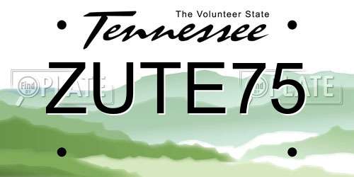ZUTE75 Tennessee License Plate