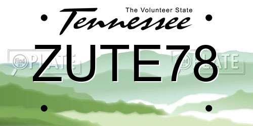 ZUTE78 Tennessee License Plate