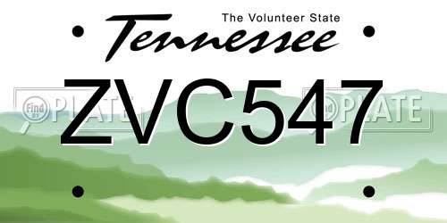 ZVC547 Tennessee License Plate
