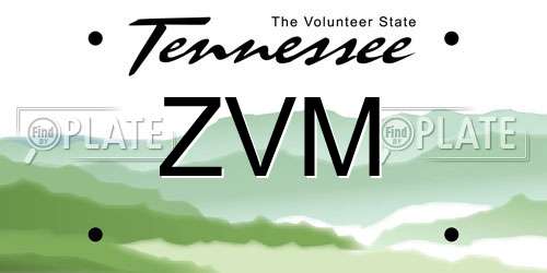 ZVM Tennessee License Plate