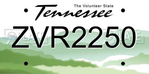 ZVR2250 Tennessee License Plate