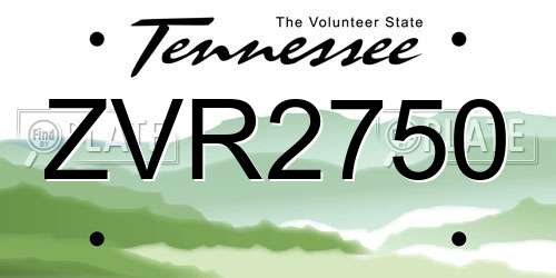 ZVR2750 Tennessee License Plate