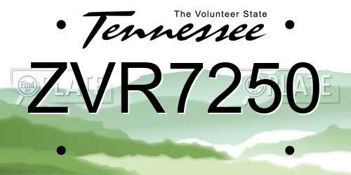 ZVR7250 Tennessee License Plate
