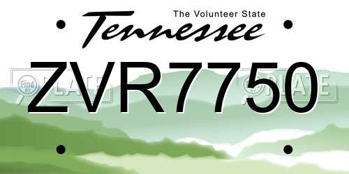 ZVR7750 Tennessee License Plate