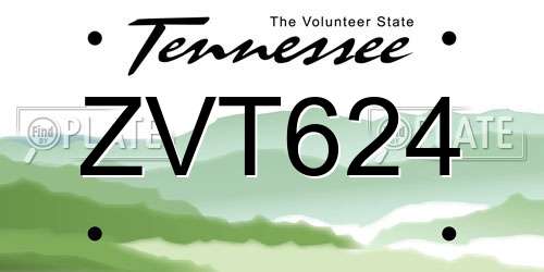 ZVT624 Tennessee License Plate