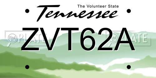 ZVT62A Tennessee License Plate