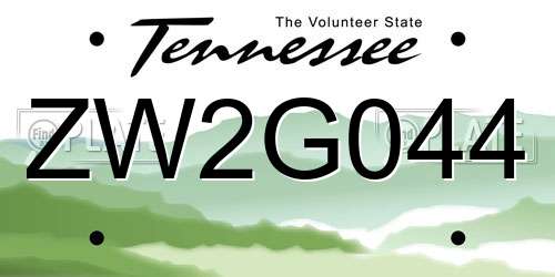 ZW2G044 Tennessee License Plate