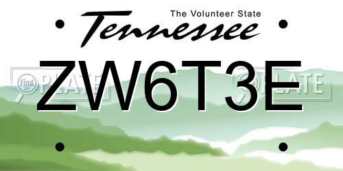 ZW6T3E Tennessee License Plate