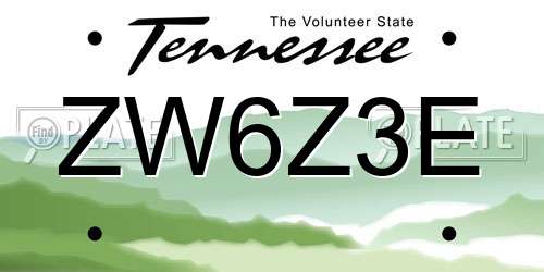 ZW6Z3E Tennessee License Plate