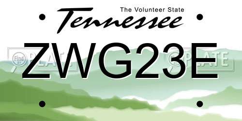 ZWG23E Tennessee License Plate