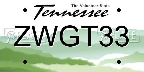 ZWGT33 Tennessee License Plate