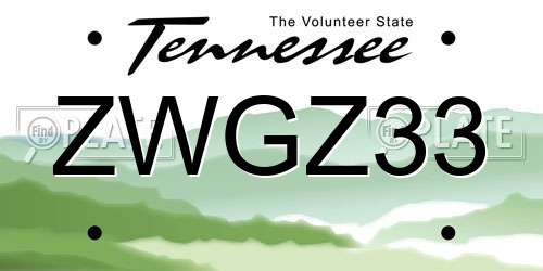 ZWGZ33 Tennessee License Plate
