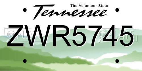 ZWR5745 Tennessee License Plate