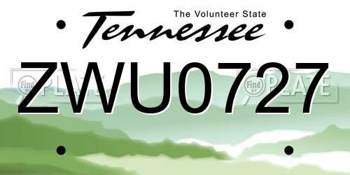 ZWU0727 Tennessee License Plate