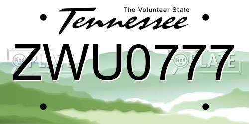 ZWU0777 Tennessee License Plate