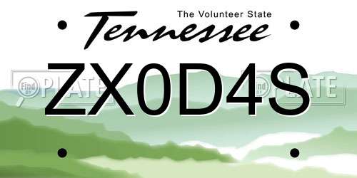 ZX0D4S Tennessee License Plate