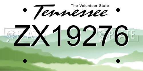 ZX19276 Tennessee License Plate