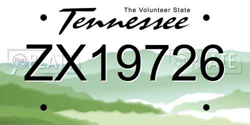 ZX19726 Tennessee License Plate