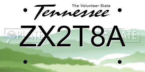 ZX2T8A Tennessee License Plate