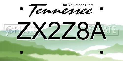 ZX2Z8A Tennessee License Plate