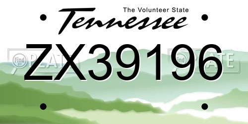 ZX39196 Tennessee License Plate
