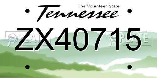 ZX40715 Tennessee License Plate
