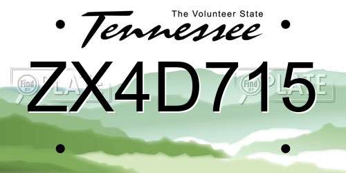 ZX4D715 Tennessee License Plate