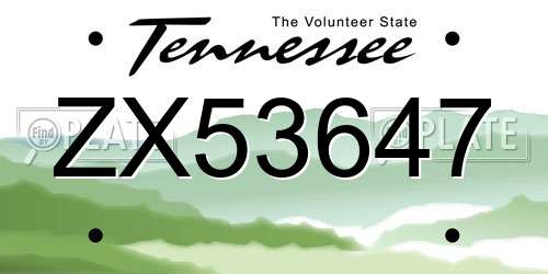 ZX53647 Tennessee License Plate