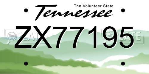 ZX77195 Tennessee License Plate