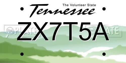 ZX7T5A Tennessee License Plate