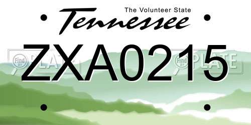 ZXA0215 Tennessee License Plate