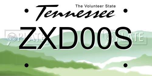 ZXD00S Tennessee License Plate