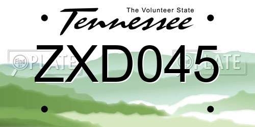 ZXD045 Tennessee License Plate