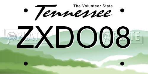ZXDO08 Tennessee License Plate