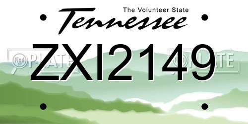 ZXI2149 Tennessee License Plate