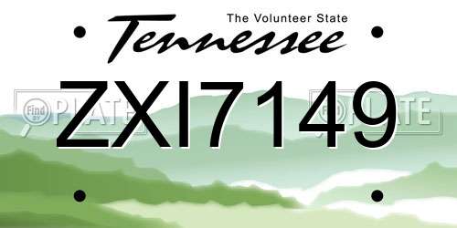 ZXI7149 Tennessee License Plate
