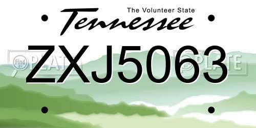 ZXJ5063 Tennessee License Plate
