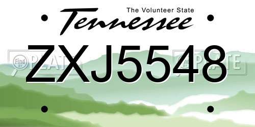 ZXJ5548 Tennessee License Plate
