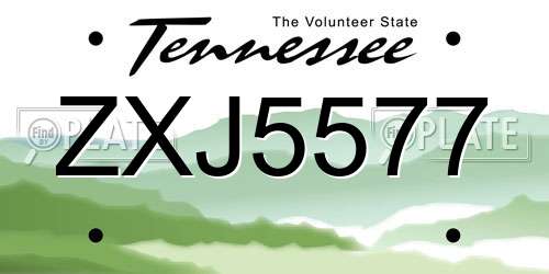 ZXJ5577 Tennessee License Plate