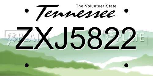 ZXJ5822 Tennessee License Plate
