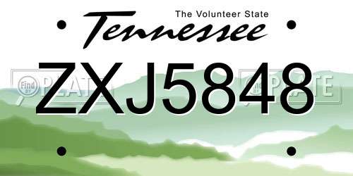 ZXJ5848 Tennessee License Plate