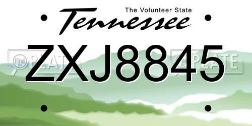 ZXJ8845 Tennessee License Plate