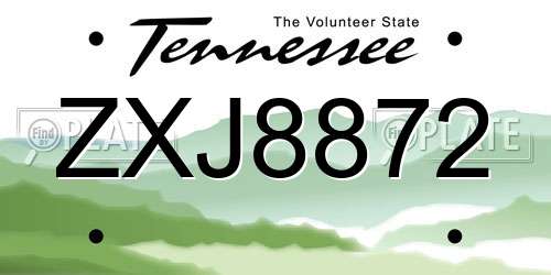ZXJ8872 Tennessee License Plate
