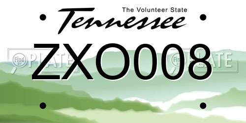 ZXO008 Tennessee License Plate