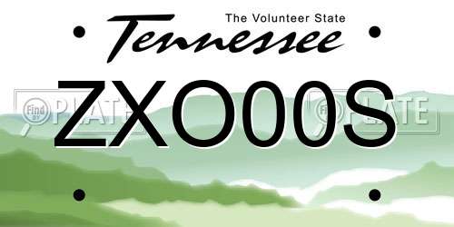 ZXO00S Tennessee License Plate