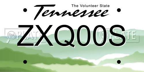 ZXQ00S Tennessee License Plate