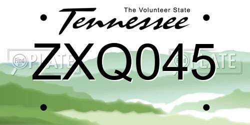 ZXQ045 Tennessee License Plate
